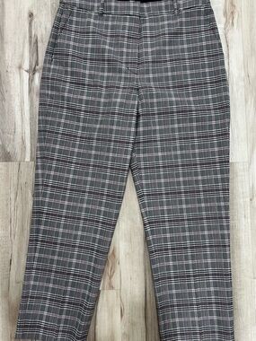 Express Gray Brown Plaid Chinos with Subtle Black & White& Pink Check